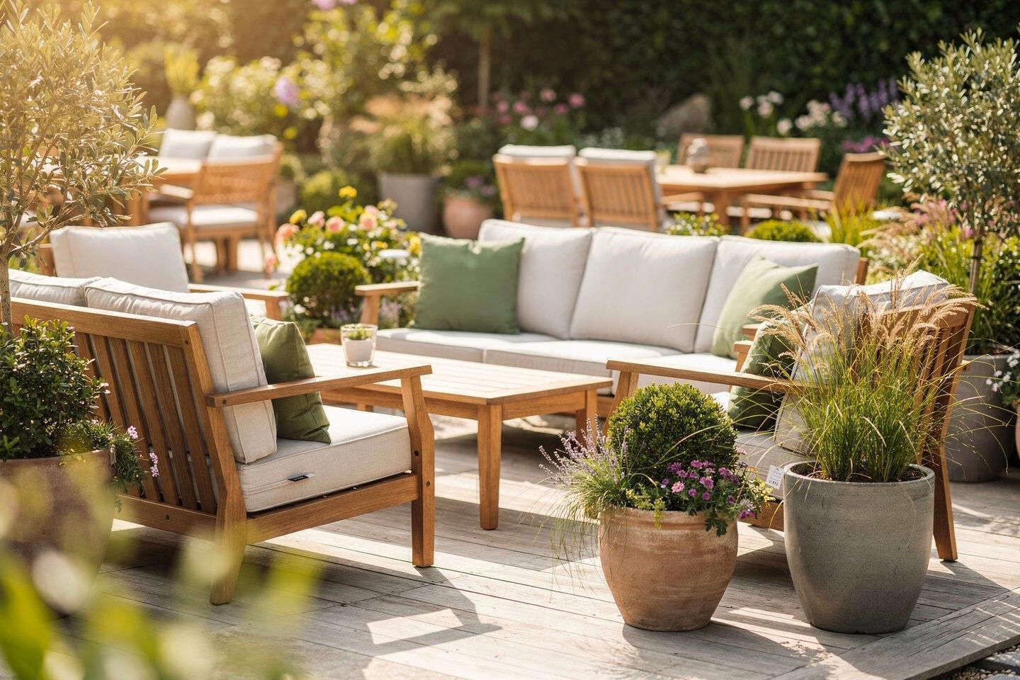 Bänke, Sessel und Gartenmöbel werden auf der Startseite von Gartenmöbel Maier präsentiert