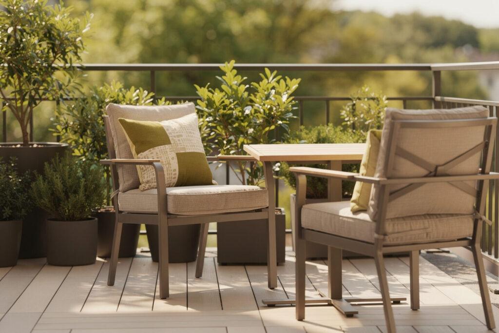 Sitzkomfort und Atmosphäre auf dem Balkon mit Kissen, Polsterauflagen und Dekoration von Gartenmöbel Maier