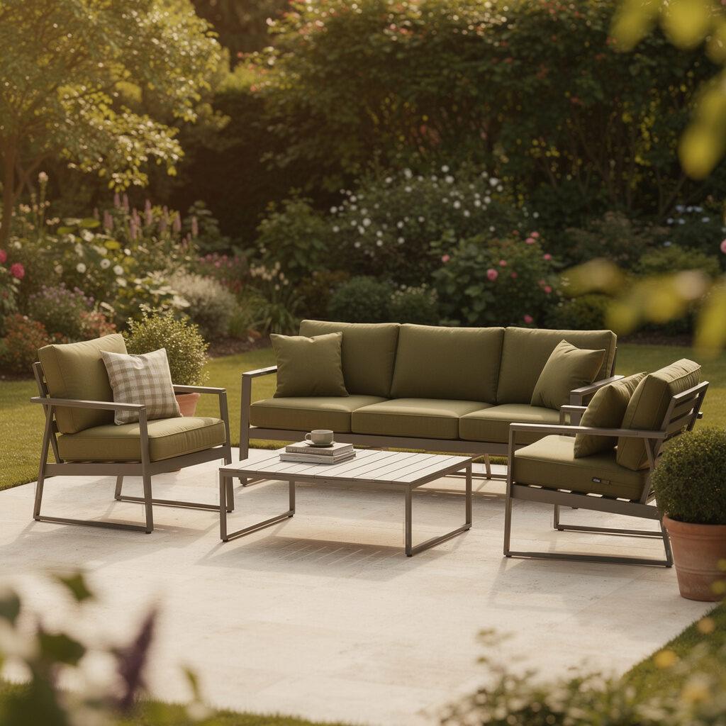 Sitzgruppen, kombiniert aus Tisch, Sessel und Sofa – Gartenmöbel Maier