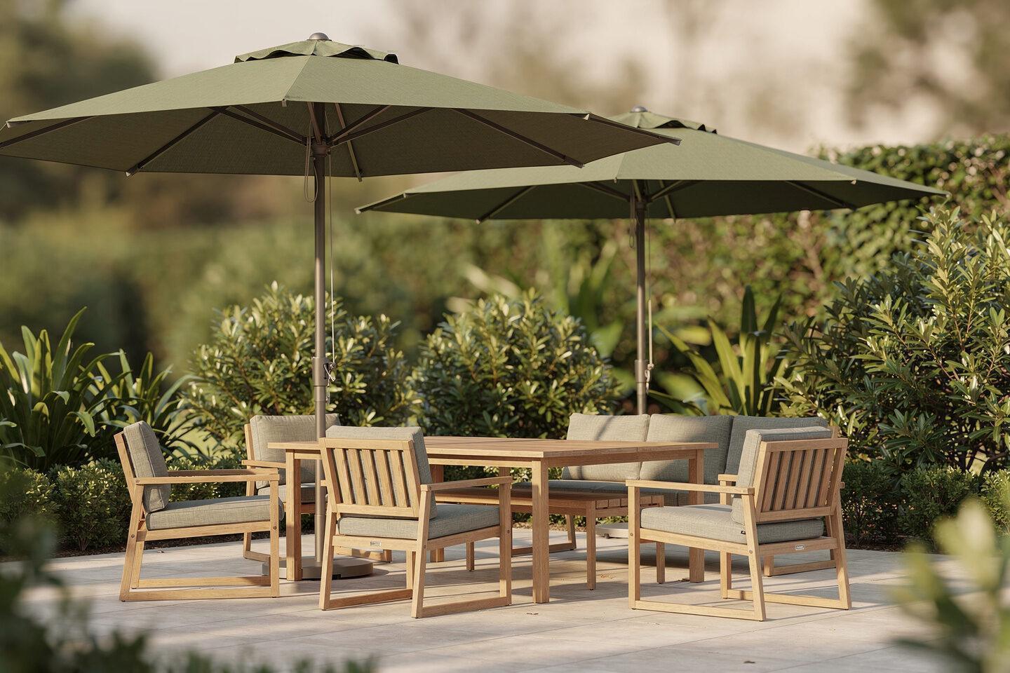 Sonnenschirme für gezielten Schatten im Sitz- und Essbereich – Gartenmöbel Maier